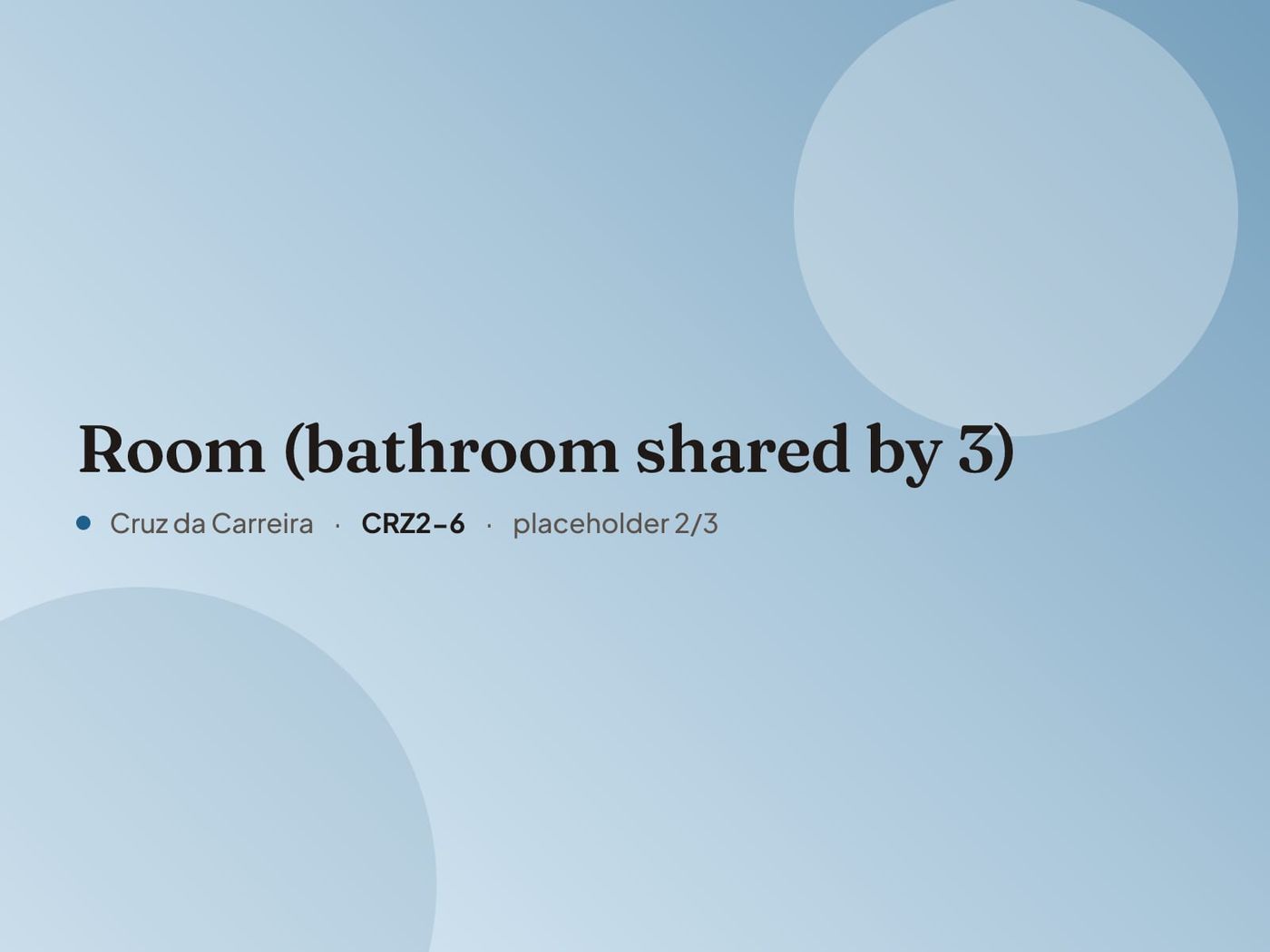 Placeholder image for “Room (bathroom shared by 3)”. Real photos are coming.