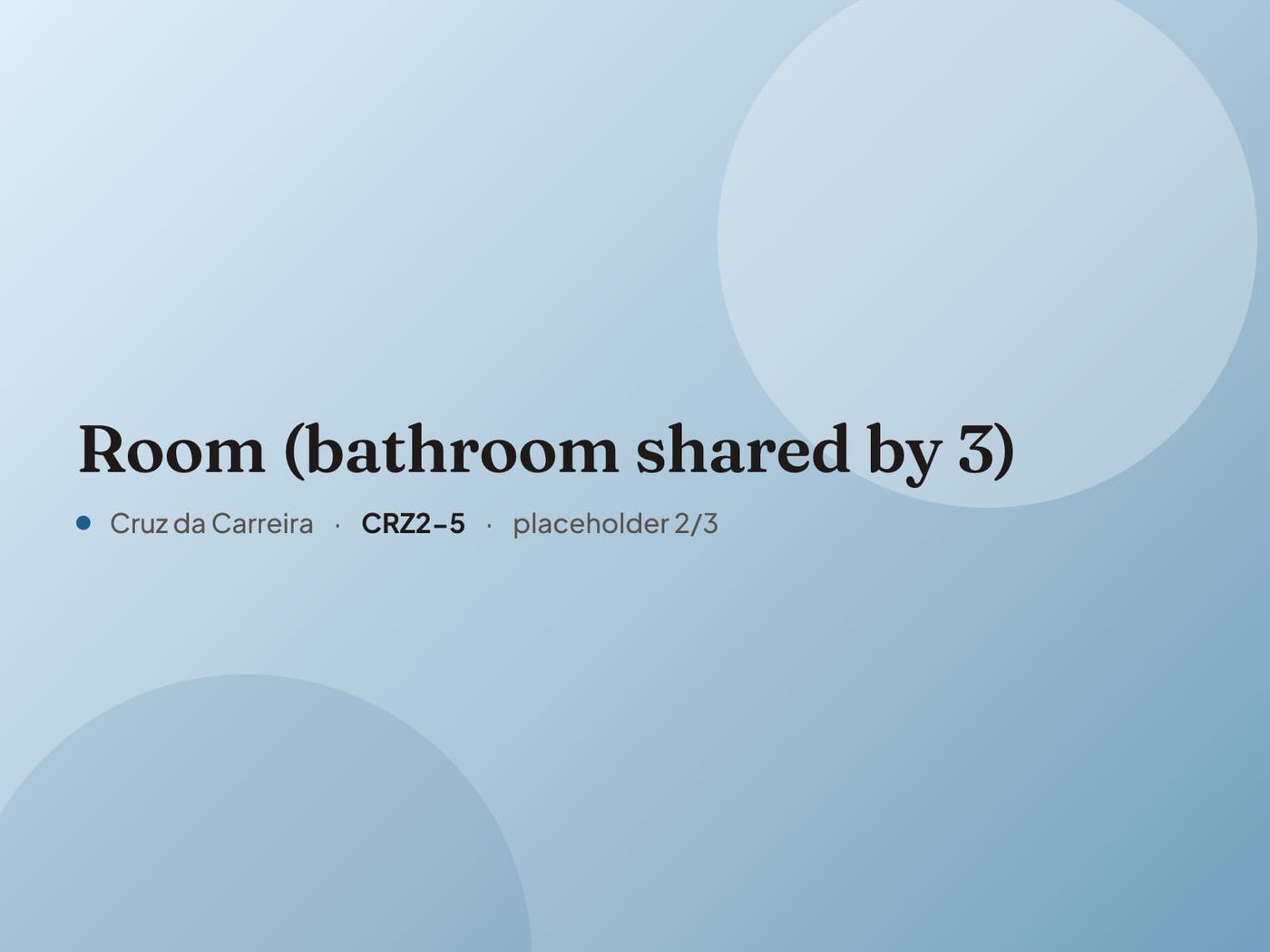 Placeholder image for “Room (bathroom shared by 3)”. Real photos are coming.
