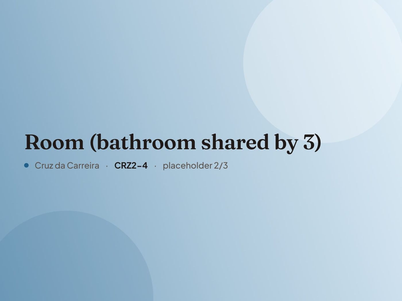 Placeholder image for “Room (bathroom shared by 3)”. Real photos are coming.