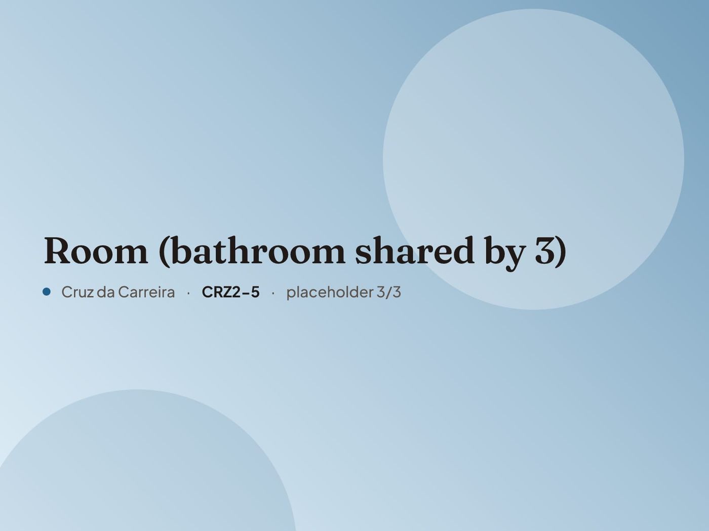 Placeholder image for “Room (bathroom shared by 3)”. Real photos are coming.