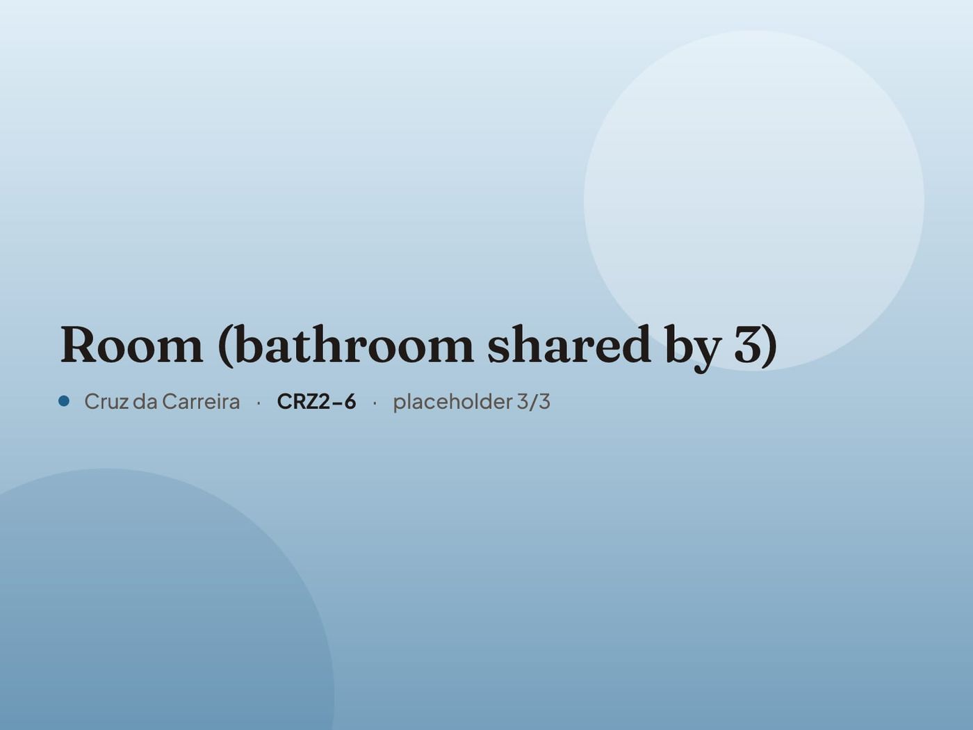 Placeholder image for “Room (bathroom shared by 3)”. Real photos are coming.